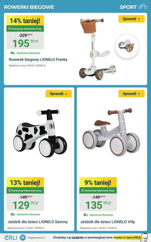 ERLI - gazetka promocyjna Rowery, hulajnogi i bieżnie do – 25%! od piątku 27.03 do niedzieli 29.03 - strona 10