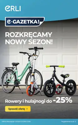 ERLI - gazetka promocyjna Rowery, hulajnogi i bieżnie do – 25%! od piątku 27.03 do niedzieli 29.03