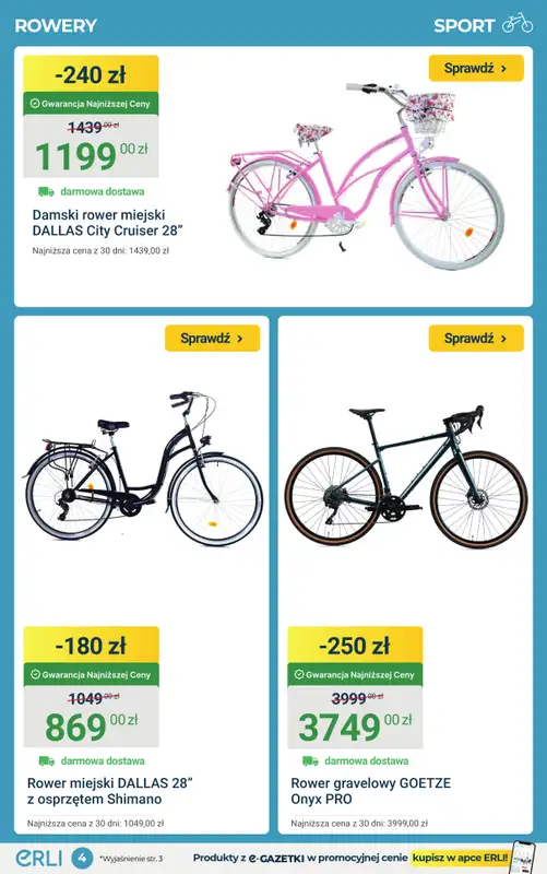 ERLI - gazetka promocyjna Rowery, hulajnogi i bieżnie do – 25%! od piątku 27.03 do niedzieli 29.03 - strona 4