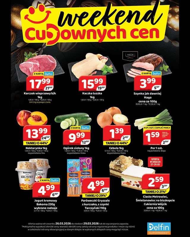 Delfin - gazetka promocyjna Weekend cudownych cen od czwartku 26.03 do niedzieli 29.03