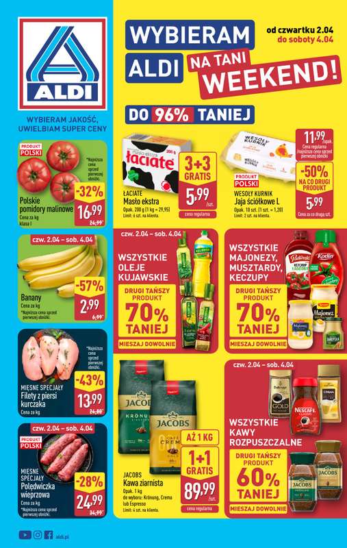 Aldi - gazetka promocyjna Wybieram Aldi na tani weekend! od czwartku 02.04 do soboty 04.04