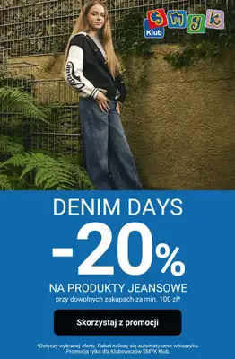 Smyk - gazetka promocyjna Denim days! -20% na produkty jeansowe - tylko dla Klubowiczów! od czwartku 26.03 do poniedziałku 30.03