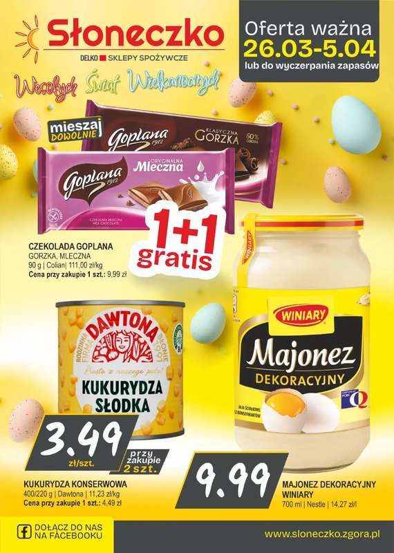 Słoneczko - gazetka promocyjna Gazetka od czwartku 26.03 do niedzieli 05.04