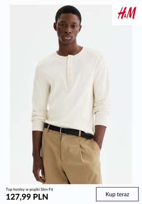 Top henley w prążki Slim Fit