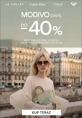 BEST SALE - gazetka promocyjna Modivo | Do 40% przy zakupie min. 2 szt. od czwartku 26.03 do środy 01.04