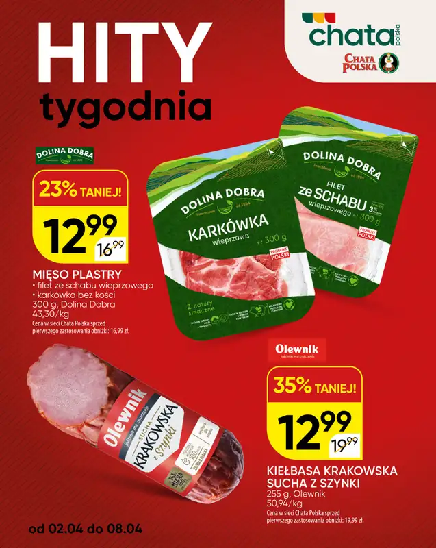 Chata Polska - gazetka promocyjna Hity tygodnia od czwartku 02.04 do środy 08.04 - strona 2