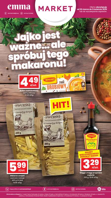 emma MARKET - gazetka promocyjna Plakat promocyjny od poniedziałku 30.03 do niedzieli 05.04