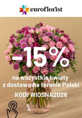 BEST SALE - gazetka promocyjna Euroflorist | -15% na wszystkie kwiaty z dostawą od piątku 27.03 do środy 01.04