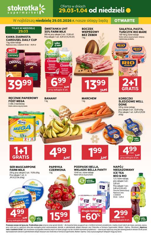 Stokrotka - gazetka promocyjna Hity na start od niedzieli 29.03 do środy 01.04