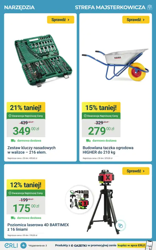 ERLI - gazetka promocyjna Dla majsterkujących i aktywnych rabaty do – 45%! od poniedziałku 30.03 do niedzieli 05.04 - strona 4