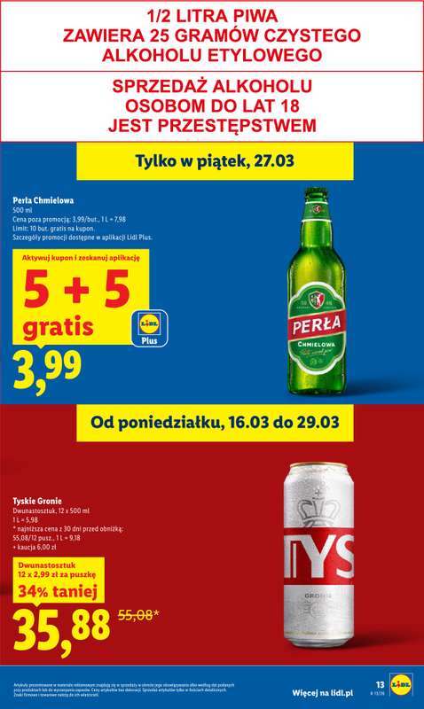 Lidl - gazetka promocyjna Oferta od czwartku od czwartku 26.03 do niedzieli 29.03 - strona 13