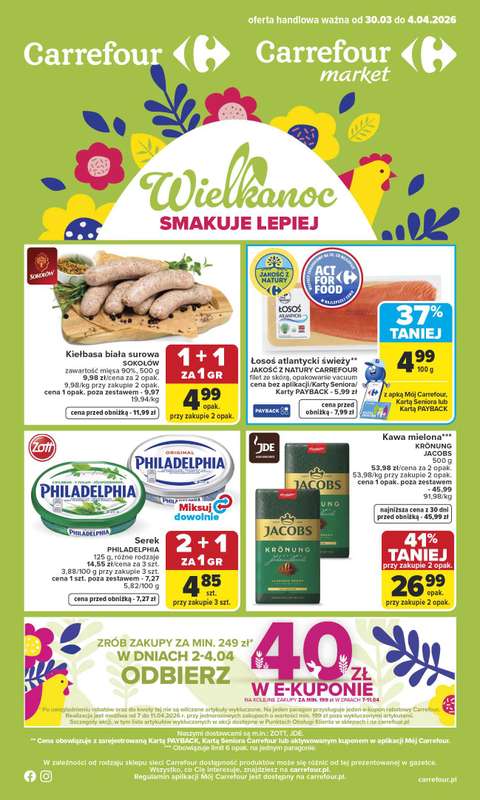 Carrefour Market - gazetka promocyjna Gazetka Carrefour Market od poniedziałku od poniedziałku 30.03 do soboty 04.04