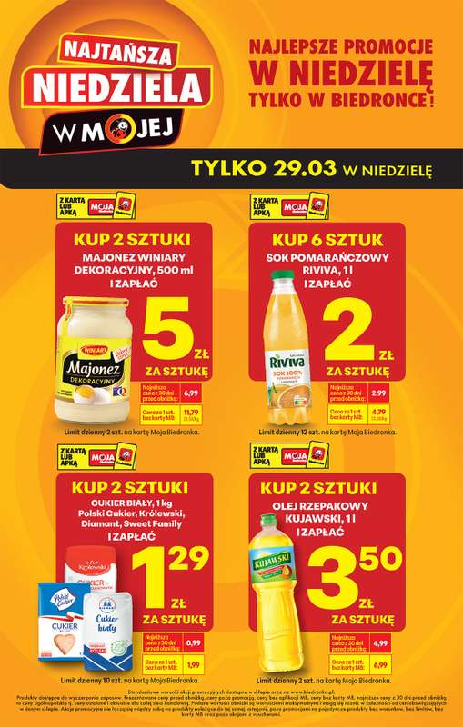 Biedronka - gazetka promocyjna Najtańsza niedziela od niedzieli 29.03 do niedzieli 29.03