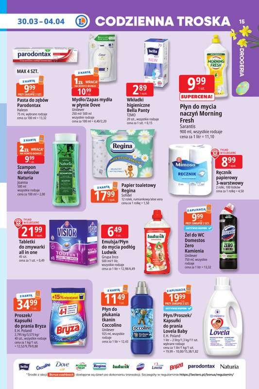 Leclerc - gazetka promocyjna Oferta E.Leclerc I Tanio to tu! od poniedziałku 30.03 do soboty 04.04 - strona 15