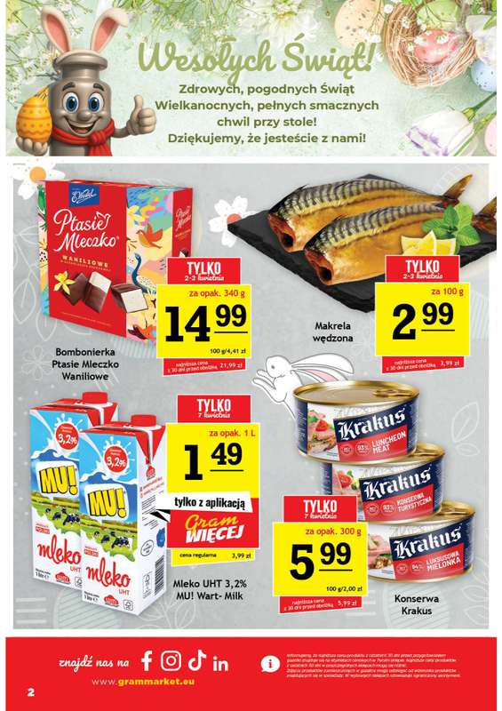 Gram Market - gazetka promocyjna Gazetka od środy 01.04 do wtorku 07.04 - strona 2