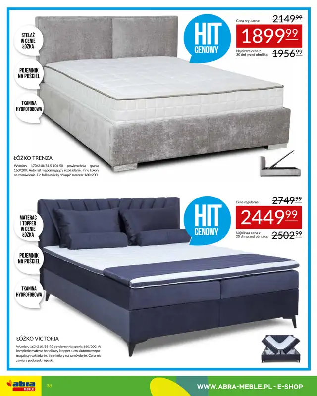 Abra Meble - gazetka promocyjna Gazetka Hity cenowe od środy 01.04 do poniedziałku 20.04 - strona 38