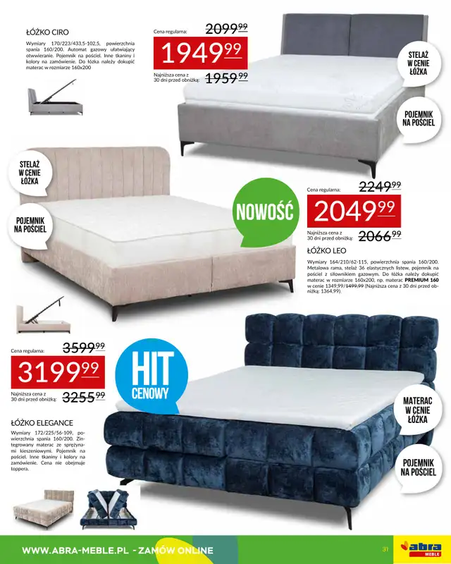 Abra Meble - gazetka promocyjna Gazetka Hity cenowe od środy 01.04 do poniedziałku 20.04 - strona 31