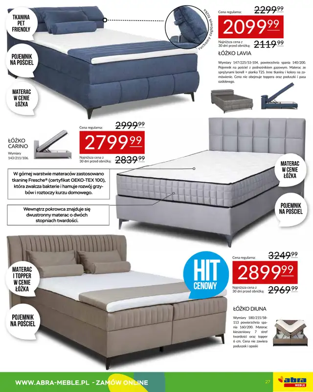 Abra Meble - gazetka promocyjna Gazetka Hity cenowe od środy 01.04 do poniedziałku 20.04 - strona 27