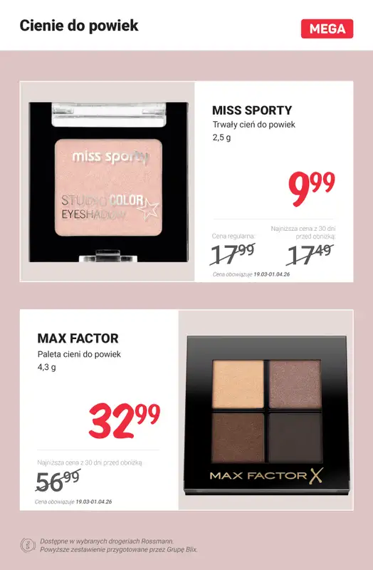Rossmann - gazetka promocyjna MEGA promocje na makijaż! od poniedziałku 30.03 do środy 01.04 - strona 9