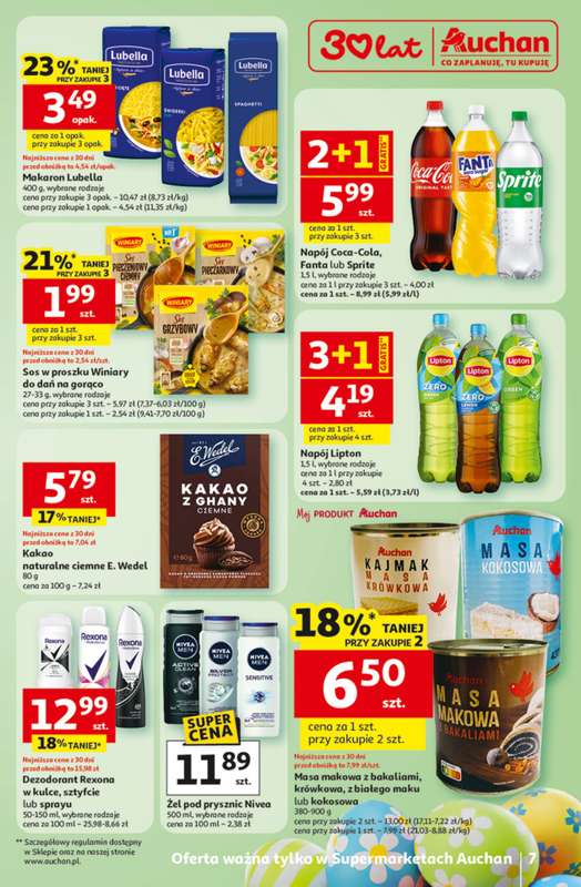 Auchan - gazetka promocyjna Gazetka 30 Lat Supermarket Auchan od wtorku 31.03 do soboty 04.04 - strona 7