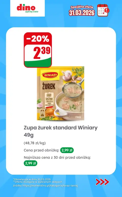 Dino - gazetka promocyjna Specjalna oferta na 31.03.2026 - promocje spoza gazetki od wtorku 31.03 do wtorku 31.03 - strona 2