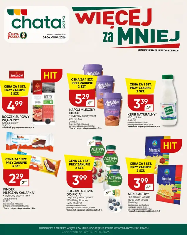 Chata Polska - gazetka promocyjna Więcej za mniej! 9.04-19.04  