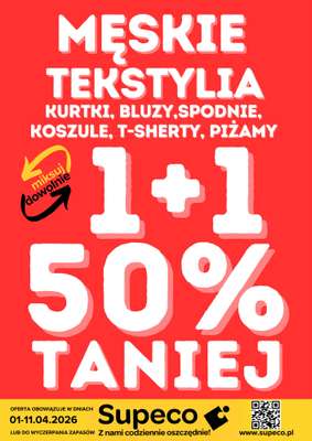 Supeco - gazetka promocyjna Tekstylia męskie od środy 01.04 do soboty 11.04