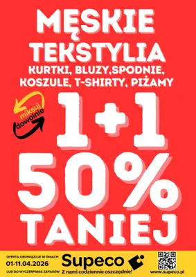 Supeco - gazetka promocyjna Tekstylia męskie od środy 01.04 do soboty 11.04