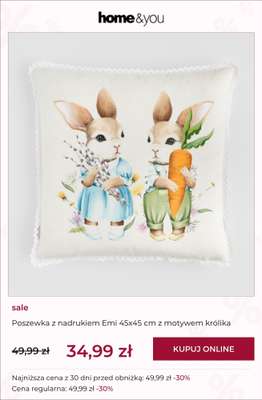 Poszewka z nadrukiem Emi 45x45 cm z motywem królika