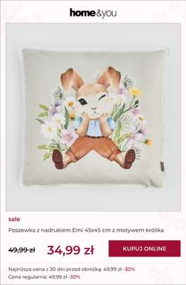 Poszewka z nadrukiem Emi 45x45 cm z motywem królika