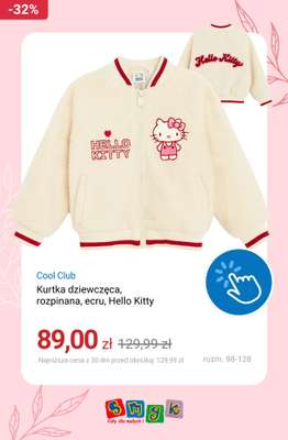 Kurtka dziewczęca, rozpinana, ecru, Hello Kitty