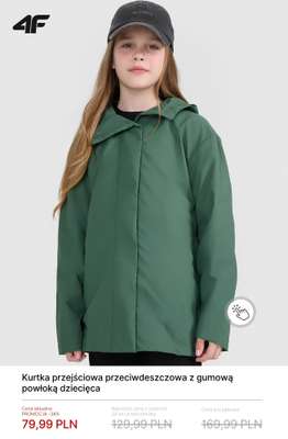 Kurtka przejściowa przeciwdeszczowa z gumową powłoką dziecięca - zielona