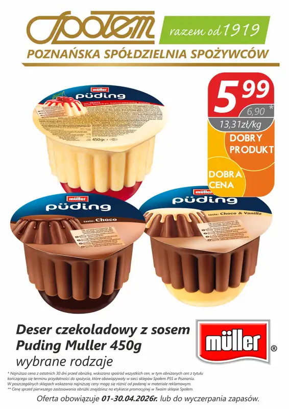 Społem - Blisko i Korzystnie - gazetka promocyjna Plakat promocyjny PSS Poznań od środy 01.04 do czwartku 30.04 - strona 5