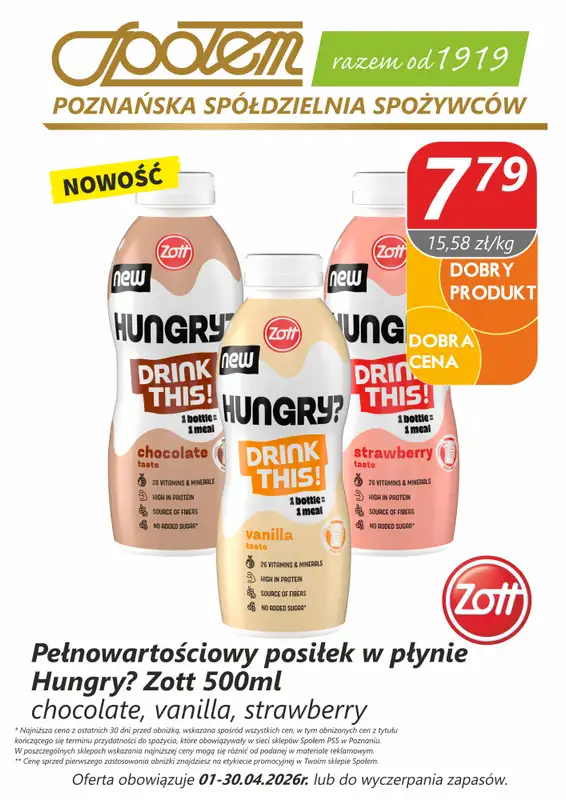 Społem - Blisko i Korzystnie - gazetka promocyjna Plakat promocyjny PSS Poznań od środy 01.04 do czwartku 30.04 - strona 6