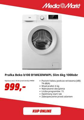 Pralka Beko b100 B1W630WWPL Slim 6kg 1000obr