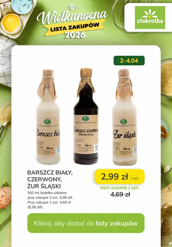 Stokrotka - gazetka promocyjna Wielkanocna Lista Zakupów w Stokrotce! od czwartku 02.04 do środy 08.04 - strona 5