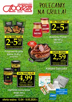 Społem - Blisko i Korzystnie - gazetka promocyjna Plakat promocyjny PSS Kalisz od poniedziałku 13.04 do soboty 09.05