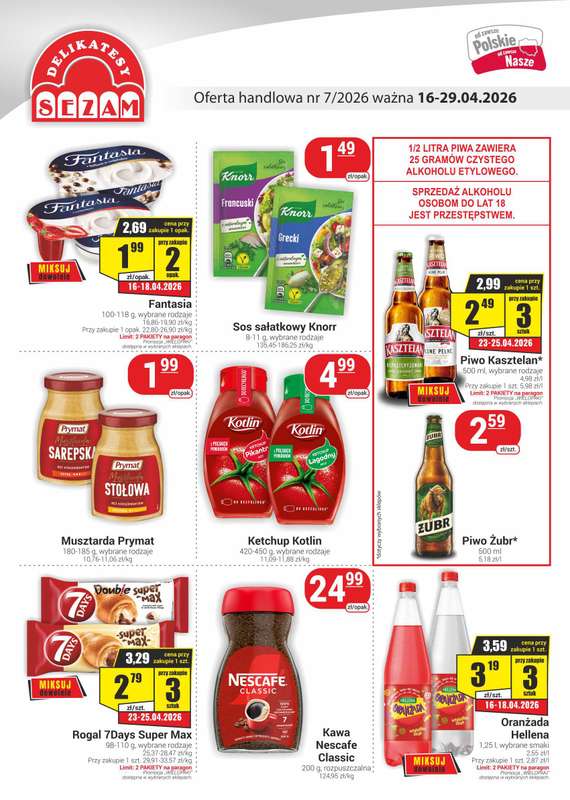 Delikatesy Sezam - gazetka promocyjna Gazetka od czwartku 16.04 do środy 29.04