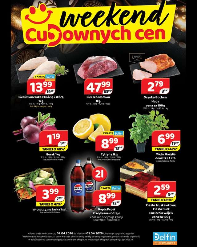 Delfin - gazetka promocyjna Weekend cudownych cen od czwartku 02.04 do niedzieli 05.04