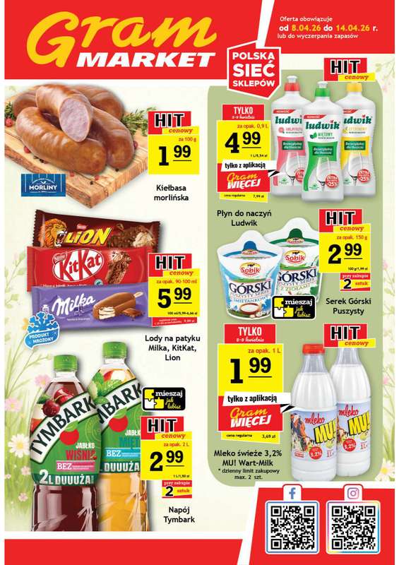 Gram Market - gazetka promocyjna Gazetka od środy 08.04 do wtorku 14.04