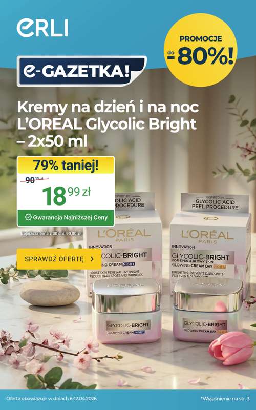 ERLI - gazetka promocyjna Codzienne zakupy taniej do – 80% na ERLI! od poniedziałku 06.04 do niedzieli 12.04