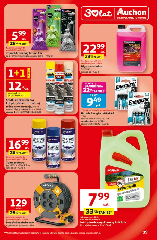 Auchan - gazetka promocyjna Gazetka 30 Lat Hipermarket Auchan od czwartku 09.04 do środy 15.04 - strona 39