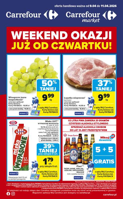 Carrefour - gazetka promocyjna Gazetka Weekend promek już od czwartku od czwartku 09.04 do soboty 11.04