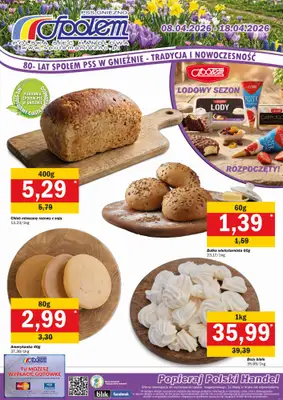 Społem - Blisko i Korzystnie - gazetka promocyjna Plakat promocyjny PSS Gniezno od środy 08.04 do soboty 18.04