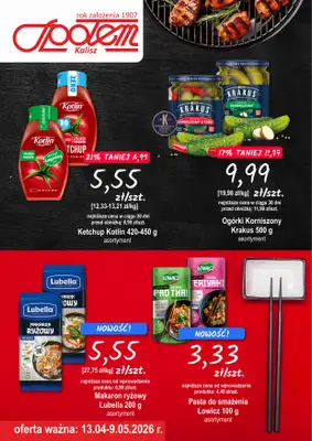 Społem - Blisko i Korzystnie - gazetka promocyjna Plakat promocyjny PSS Kalisz od poniedziałku 13.04 do soboty 09.05