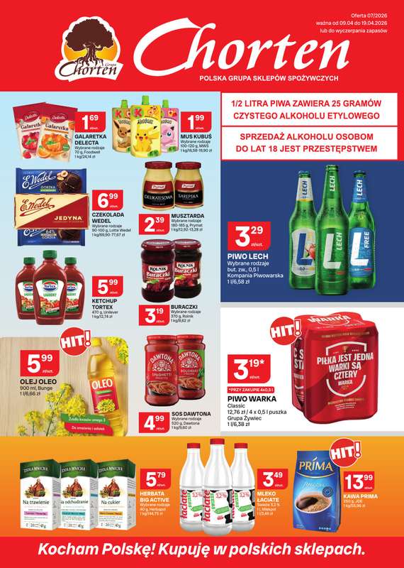 Chorten - gazetka promocyjna Gazetka Małopolska, Śląsk, Podkarpacie, Opolskie Market od czwartku 09.04 do niedzieli 19.04