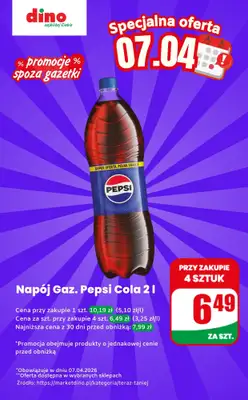 Dino - gazetka promocyjna Napój gazowany - oferta na 07.04 | Promocje spoza gazetki od wtorku 07.04 do wtorku 07.04