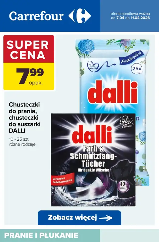 Carrefour - gazetka promocyjna Produkty do PRANIA I PŁUKANIA - sprawdź oferty! od wtorku 07.04 do soboty 11.04 - strona 4