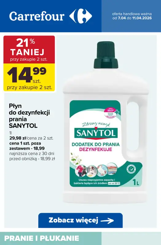 Carrefour - gazetka promocyjna Produkty do PRANIA I PŁUKANIA - sprawdź oferty! od wtorku 07.04 do soboty 11.04 - strona 8