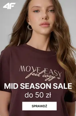 4F - gazetka promocyjna Mid Season Sale – dla niej do 50 zł od wtorku 07.04 